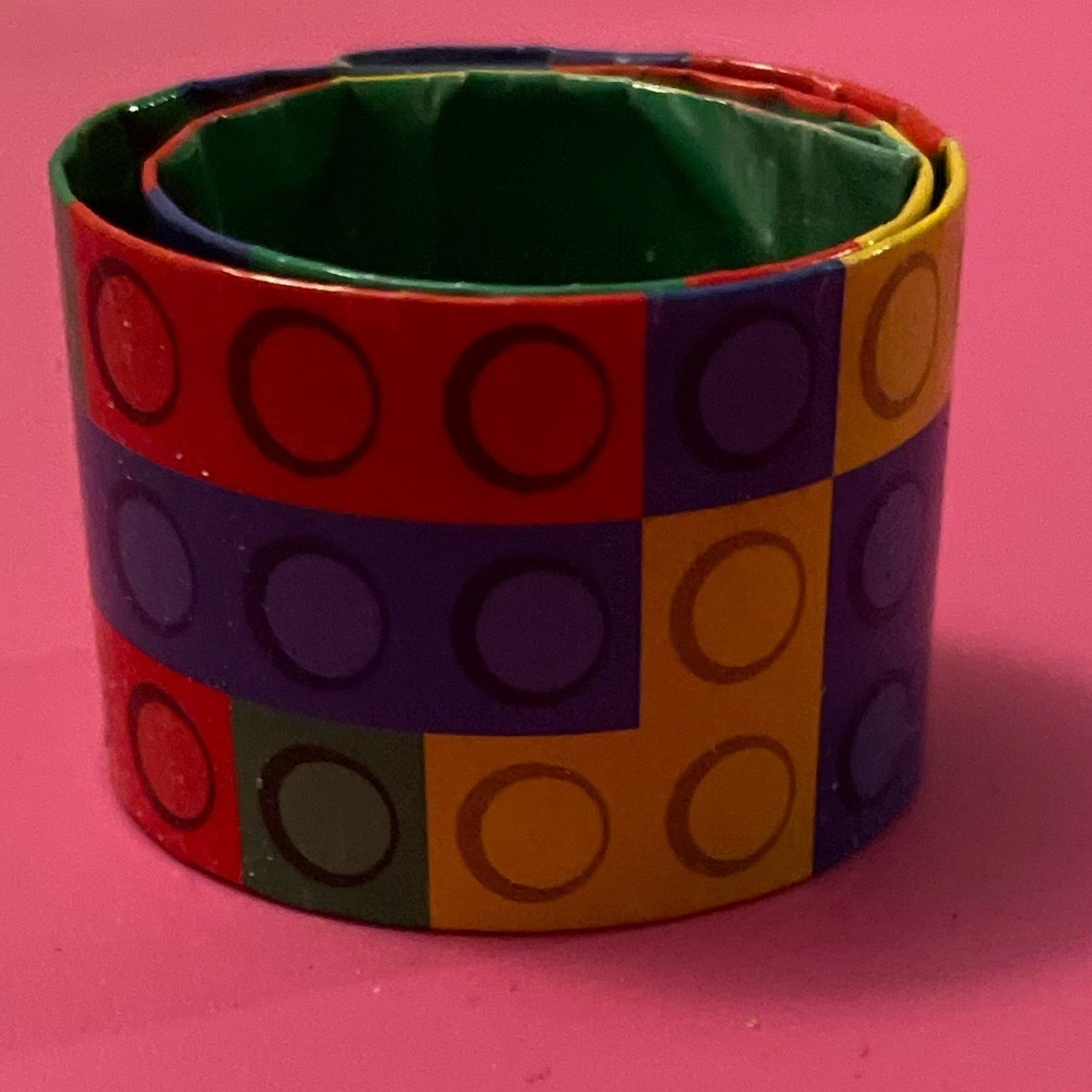 Colorful Geometric Lego Patterned slap Bracelet